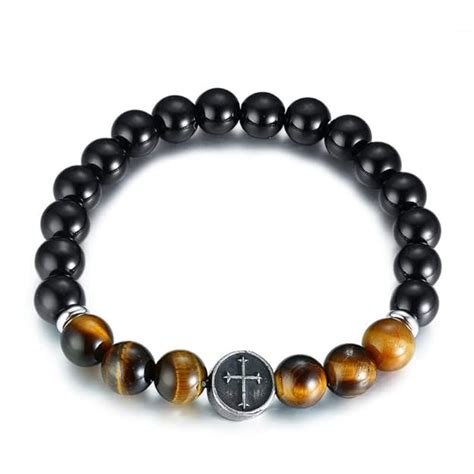 Buy Asma Jewel House 1PC Stainless Steel Tiger Eye Black Onyx Beaded ...