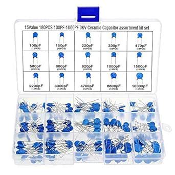 3NH® 15 Values 180PCS High Voltage Dip Ceramic Capacitor Assortment Kit ...