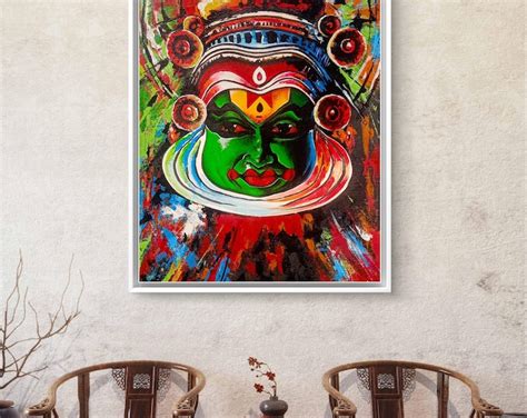 Large Kathakali Face Painting Original Acrylic Art Kerala Art South ...