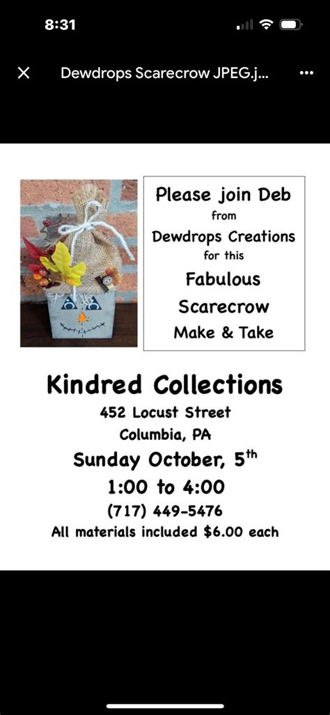 Scarecrow Make & Take, 452 Locust Street, Columbia, PA, 5 October 2025 ...