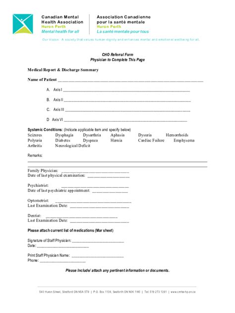 Fillable Online CHO Referral and Assessment Form CMHA 2020 Fax Email ...