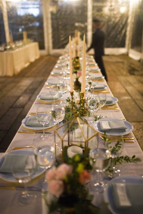 Table decor centerpieces featuring taper candles, white runners and ...