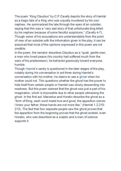 CAV 101 - King Claudius: Cavafy’s Artistic Interpretation of Hamlet ...