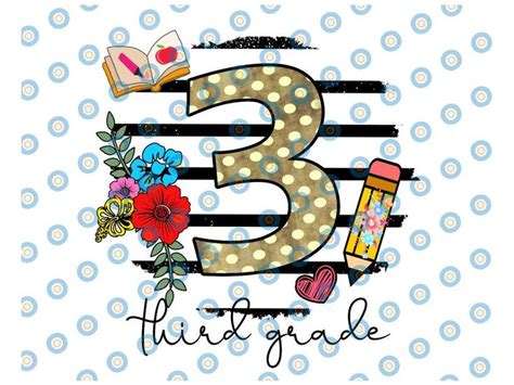 3rd Grade Colorful PNG Print File for Sublimation, Third Grade ...