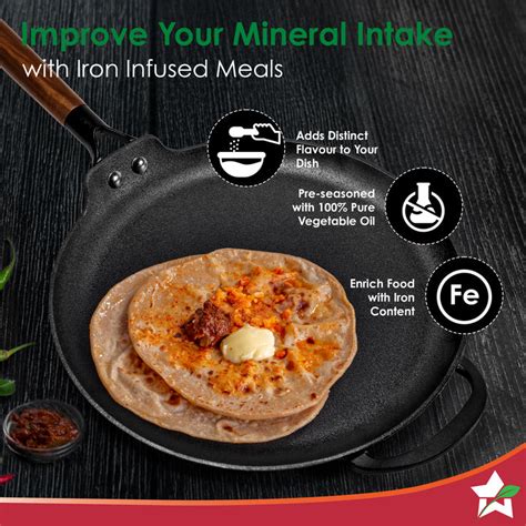 Ferro Light-weight Cast-iron Dosa Tawa | 30cm | Pre-seasoned with 100% ...
