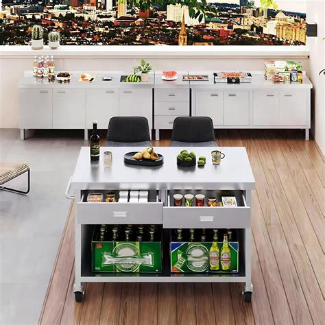 ZZV Stainless Steel Kitchen Island with Storage, Rolling India | Ubuy