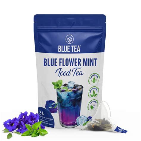 BLUE TEA - Butterfly Pea Mint Iced Tea (36 Tea Bags - Plant Based ...