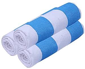 Kuber Industries Cotton 3 Pieces Bath Towel 27" x54 (Blue and White ...