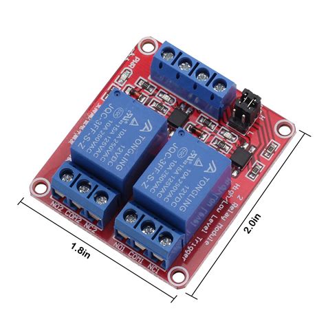 ZYAMY 2 Channel 12V Red Board Relay Module with Optocoupler Isolation ...