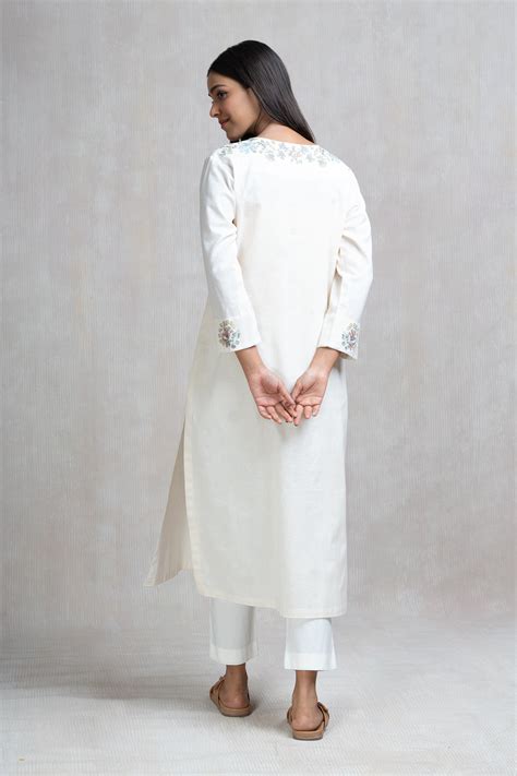 Thread Embroidered Cotton Linen Kurta – Tulsi Online
