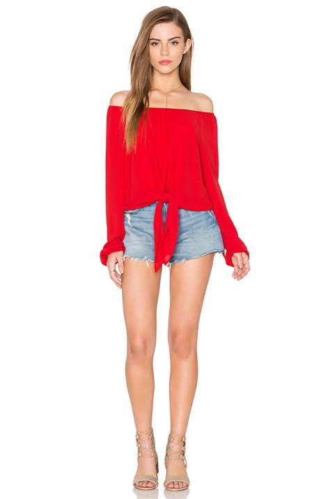 Eight Sixty Off The Shoulder Tied Waist Top in Cherry Pie | REVOLVE