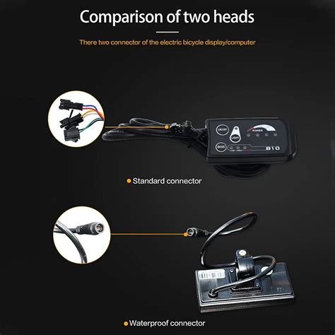 YUPVM LED Display Connector 810 for Electric Bicycle - Waterproof Black