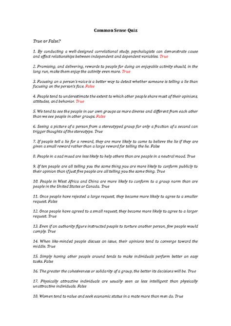 Image result for Common-Sense Test Free