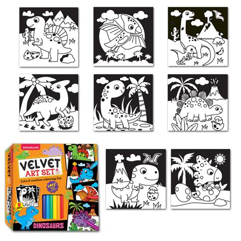JoGenii | Dinosaurs - Velvet Art Set With 10 Free Sketch Pens ...