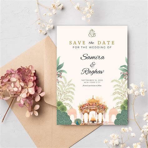 Indian Save the Date, Hindu Wedding Invitation Template, Digital Save ...