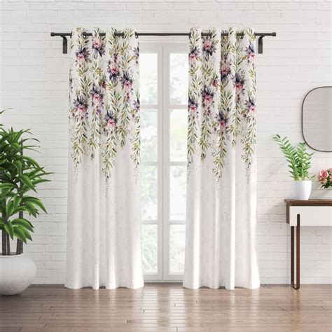 Buy Corsica Florish Set of 2 Floral Print Light Filtering Door Curtains ...