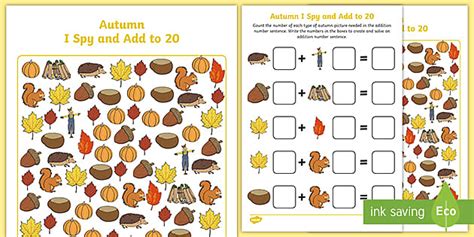 👉 Autumn I Spy and Add to 20