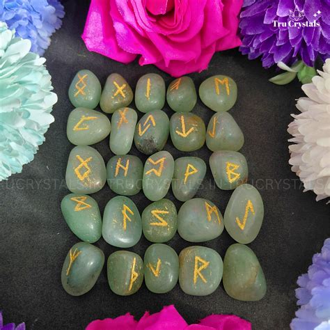 Green Aventurine Runes – Crystal Rune Set for Luck, Abundance ...