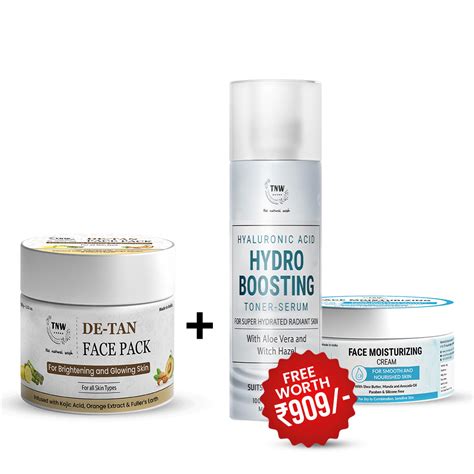 BUY DE-TAN FACE PACK 100GM & Get Face Moisturizing Cream + Hyaluronic ...