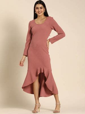Buy Dodo & Moa Dusty Pink Solid Maxi Dress Online