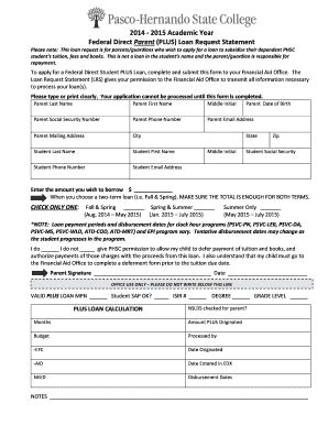 Fillable Online (PLUS) Loan Request Statement Fax Email Print - pdfFiller