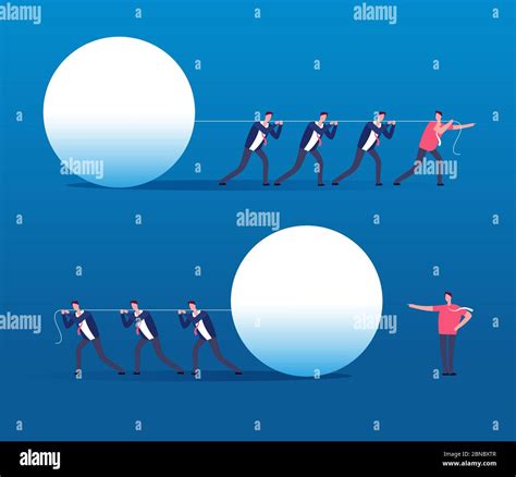 Leader vs boss. Employees management, and successful manager, leadership and teamwork vector ...