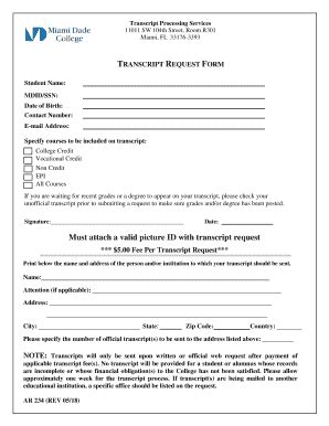 Miami Dade College Transcript Request Form 2018-2026 - Fill and Sign ...