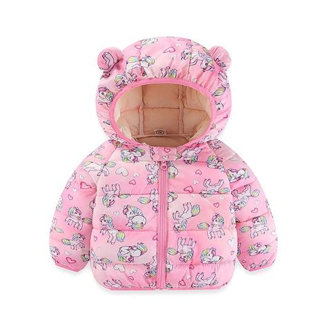 Winter Coat Baby Girls Puffer Coat Bear Ear Cute Jackets Windproof Down ...