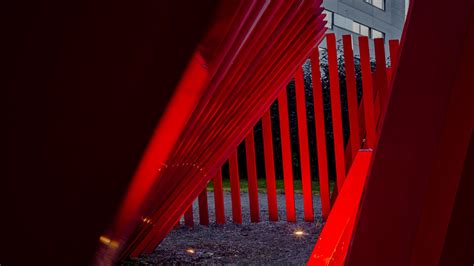 Download wallpaper 2048x1152 iron, red, pebbles, buildings ultrawide ...