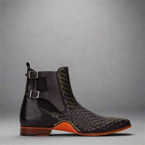 Black Braided Leather Dubbow Chelsea Boots - Chelsea Boots