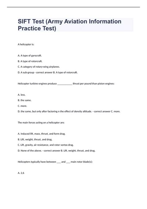 SIFT Test (Army Aviation Information Practice Test) 2023 already passed ...