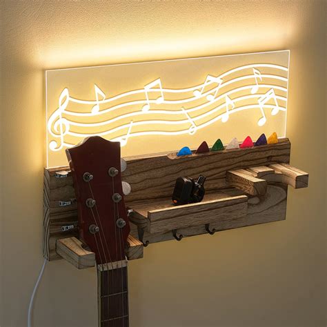 Amazon.com: Threehoney Light up Guitar Stand Wall Mount Wood Guitar ...