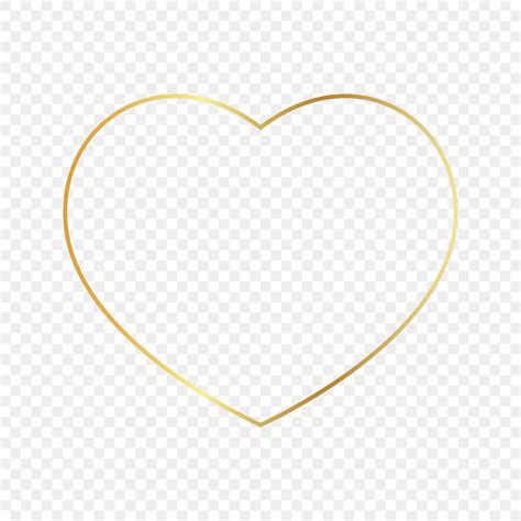 Gold glowing heart shape frame isolated on transparent background ...