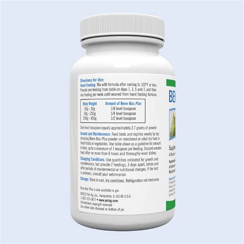 Buy PetAg Bene-Bac Plus Bird & Reptile Powder with FOS Prebiotic ...