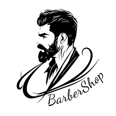 Logo for barbershop, men's hairstyle salon. Stylish man with haircut ...