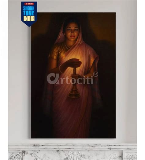 Glow of Hope | Lady with the Lamp by Raja Ravi Varma Famous Canvas Pai