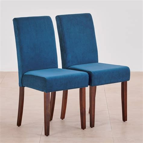 Buy Nirvana Indus Set of 2 Velvet Dining Chairs - Blue and Dark Brown ...