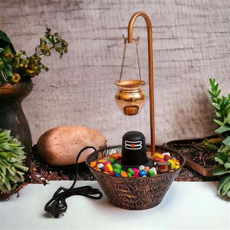 Decrosh Copper Metal Shivling Water Fountain for Home and Office Table ...