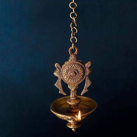 Chakra Design Brass Hanging Diya with by Aakrati, Indian Handicraft Di ...