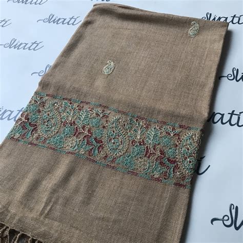 Swati Woolen Shawl with Feroza color embroidery - Swati Shawls