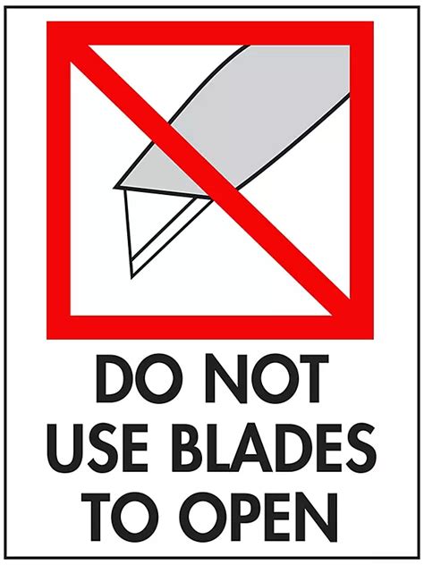 International Safe Handling Labels - "Do Not Use Blades to Open", 3 x 4 ...