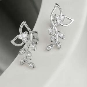 Flipkart.com - Buy ZAVYA Silver Toned Leaf Shaped Drop Earring | With ...