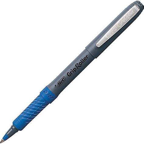 BIC Grip Stick Roller Ball Pen, Micro Fine Point (0.5 mm), Blue Ink, 12 ...