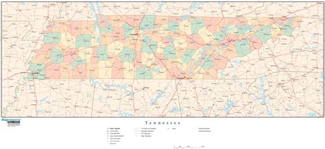 Tennessee Wall Map with Counties by Map Resources - MapSales