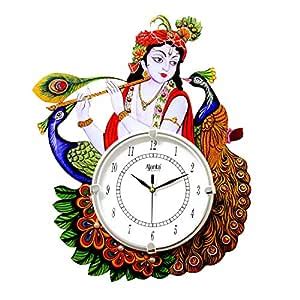 Buy KWF International Radhe Krishna Wooden Analog Wall Clock Online at ...