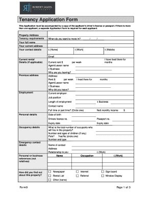 Fillable Online Tenancy Application Form - Aussiehome Fax Email Print ...