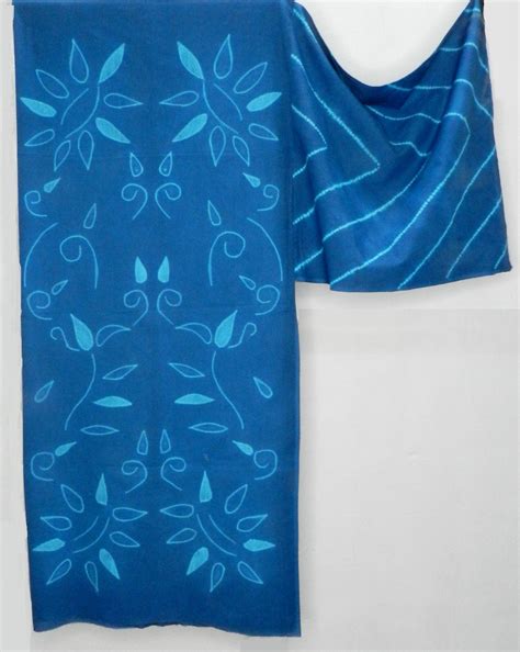 Cool turq & Teal combination stylised floral shibori design fabric. Th ...