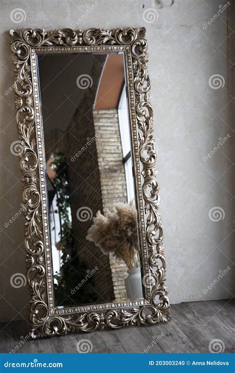 Large Antique Floor Mirror in the Interior. Vintage Stock Photo - Image ...