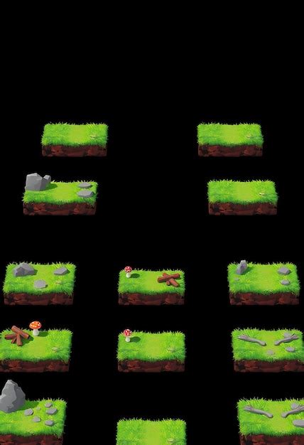 Frame Grass Rocks Logs Mushrooms Lush Green Grass With Subtle Shading ...