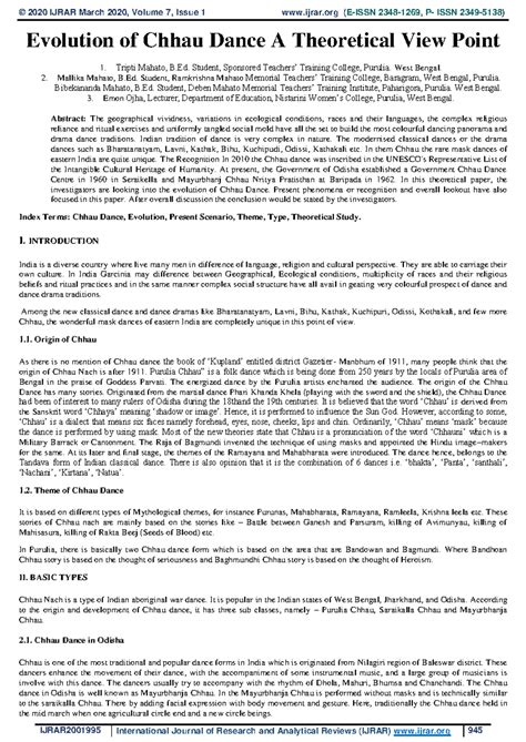 IJRAR 2001 995 - Course Assignments: Chhau Dance Evolution Study - Studocu